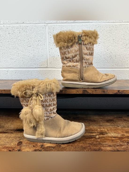 Michael Kors Other - Michael Kors Boots Winter Logo Faux Fur Zip Side Tan Lil Lettie Toddler 12